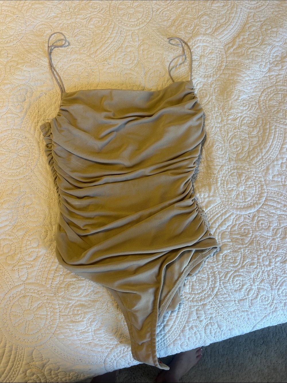 Ruched One-Piece in Taupe